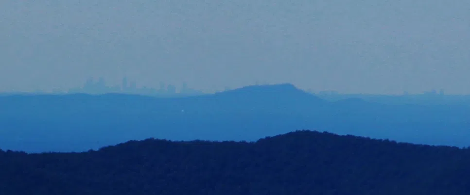 Sawnee Mountain and the Atlanta skyline, seen from Brasstown Bald