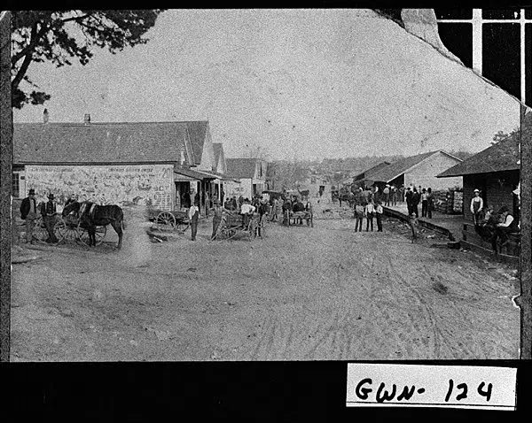 Dacula, 1905. Downtown Main Street. Seaboard Railroad occupied the buildings at right to ship cotton and other commodities