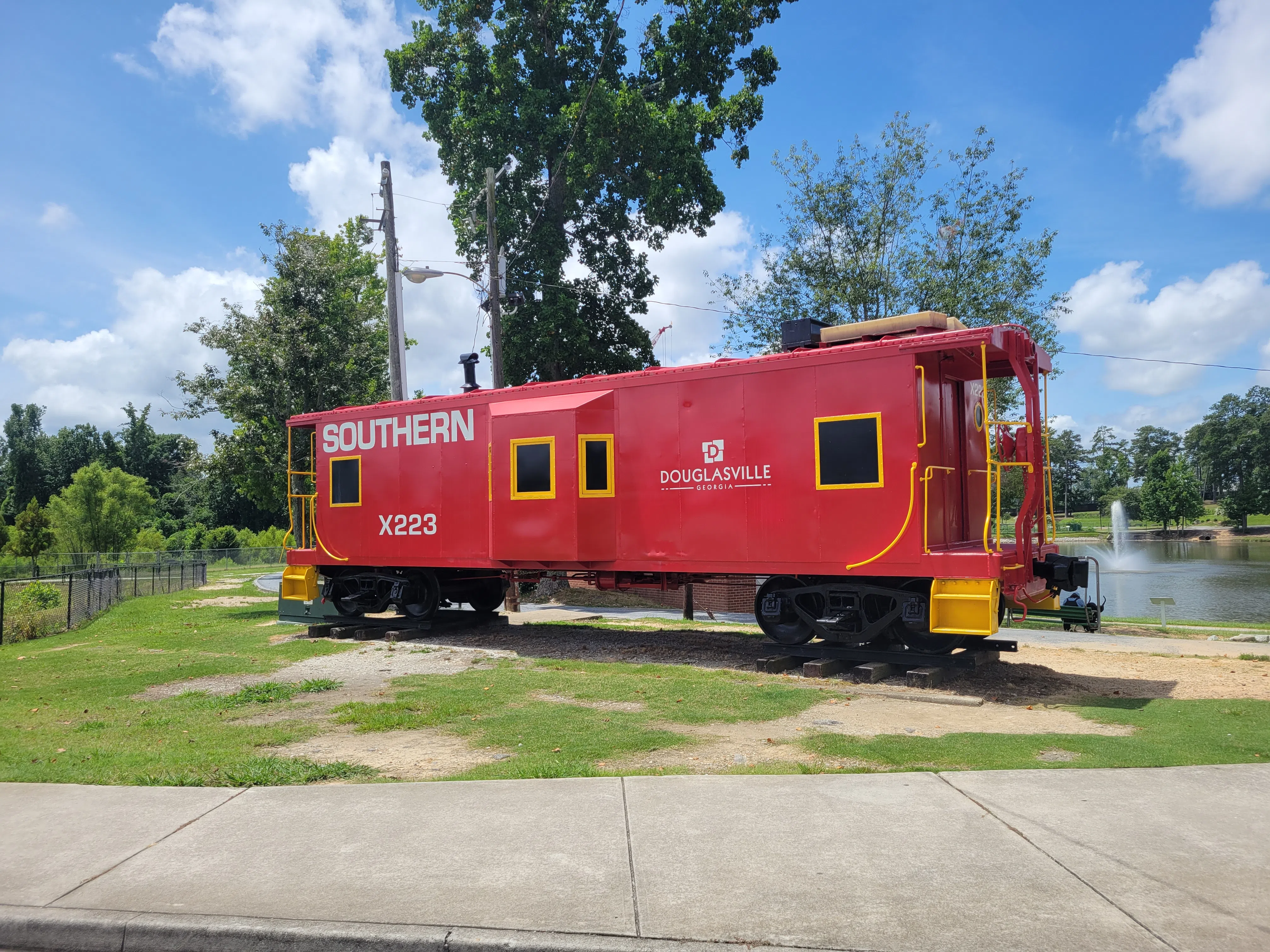 Red Caboose in Hunter Memorial Park, Douglasville Georgia