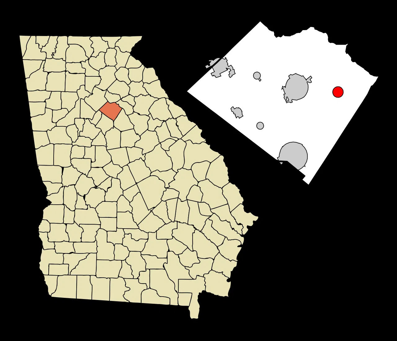 This map shows the incorporated and unincorporated areas in Walton County, Georgia, highlighting Good Hope in red. It w — License: