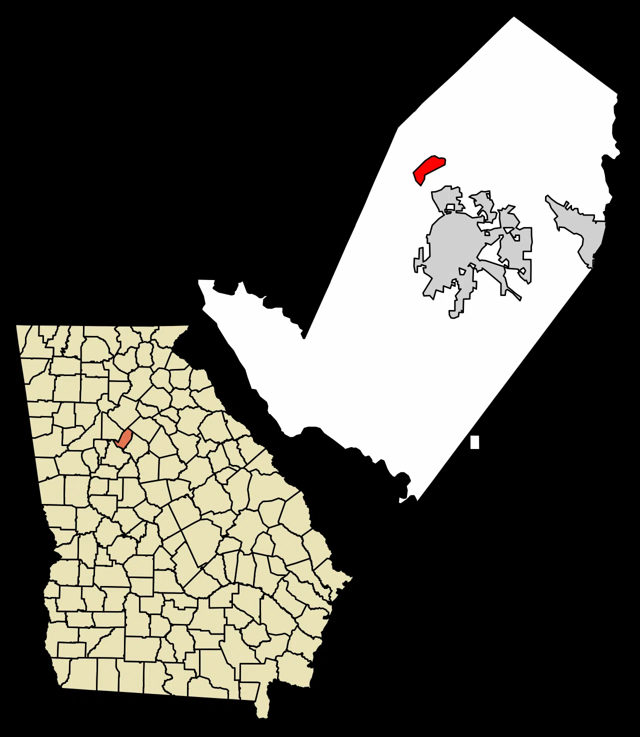 Location of Lakeview Estates in Rockdale County, Georgia. — License: