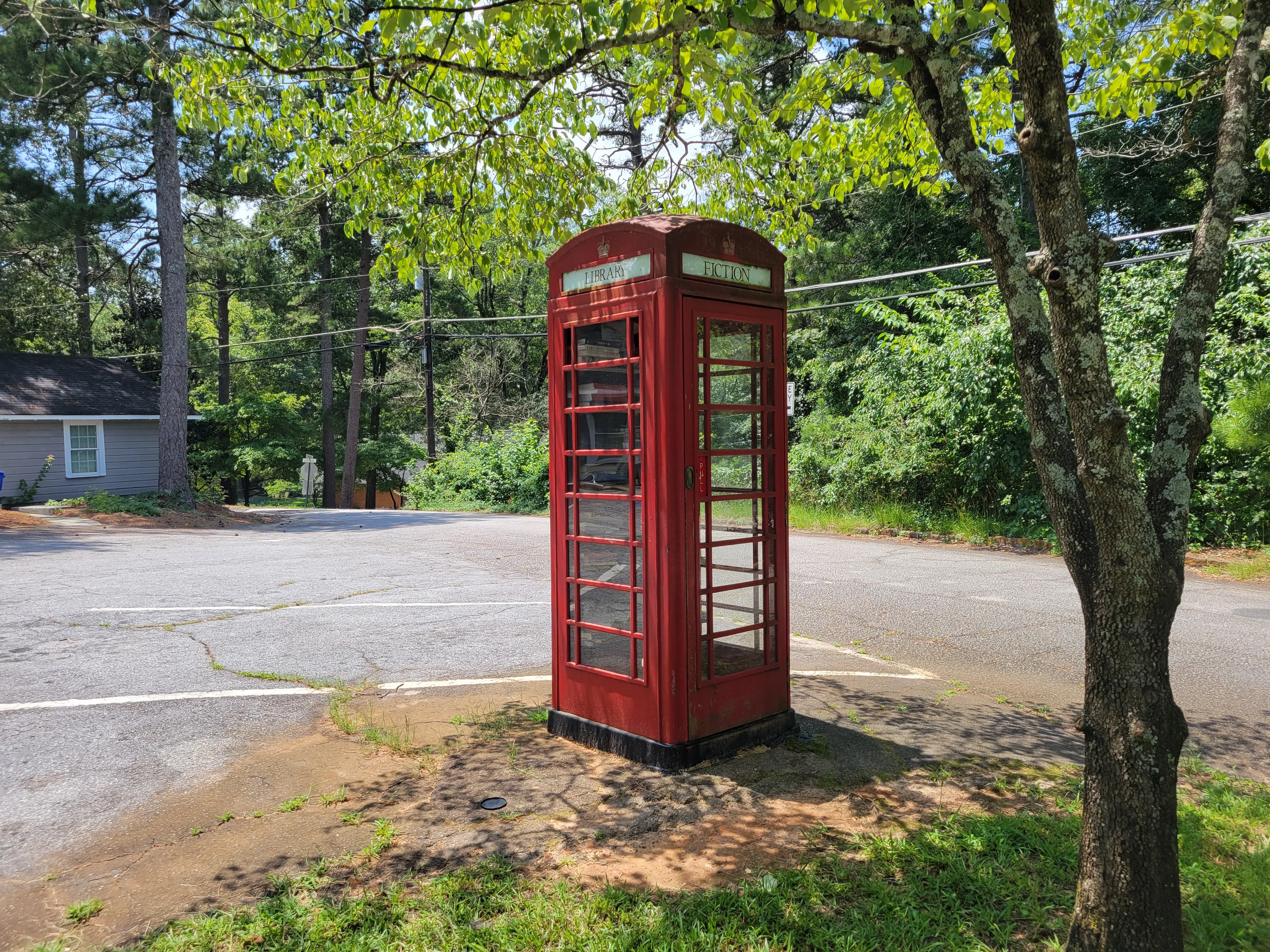 Red telephone box library, Pine Lake Georgia