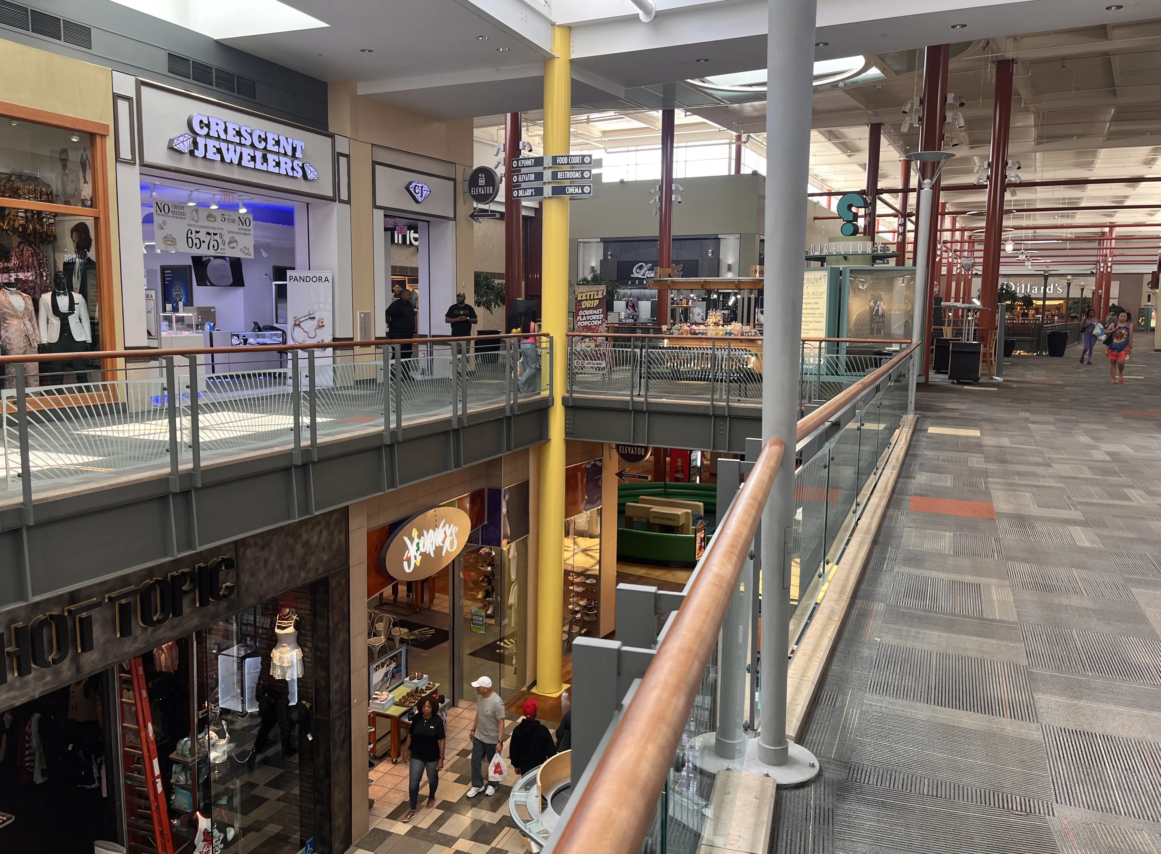 The interior of the Mall at Stonecrest in Stonecrest, GA on May 15, 2023. One of the mall's flagship stores, Dillard's, can be seen in the background on the right