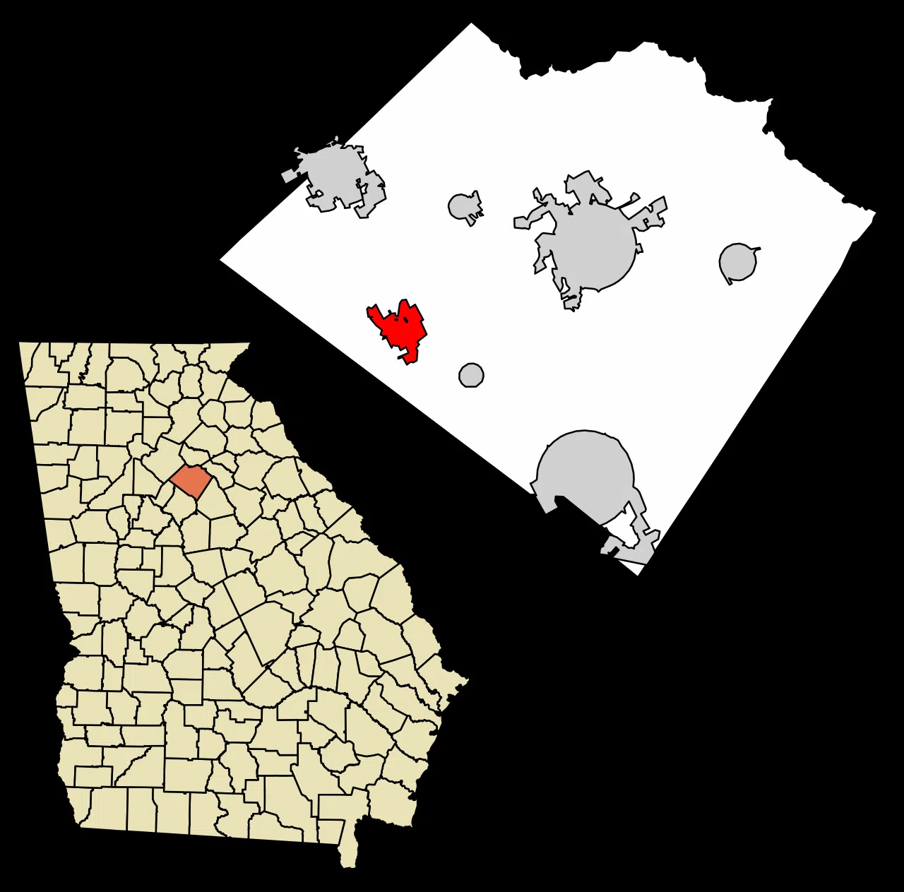 Location of Walnut Grove in Walton County, Georgia. — License: