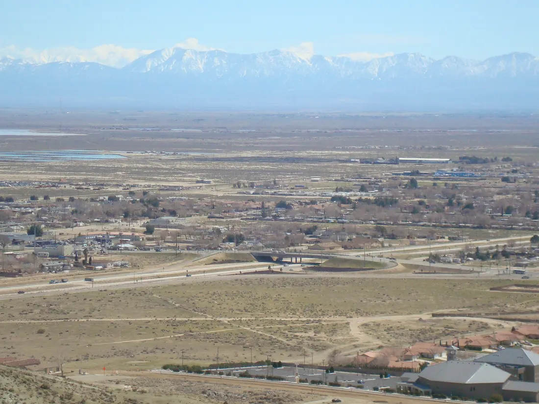 View of part of Rosamond from adjacent hill — in eastern Kern County, California.