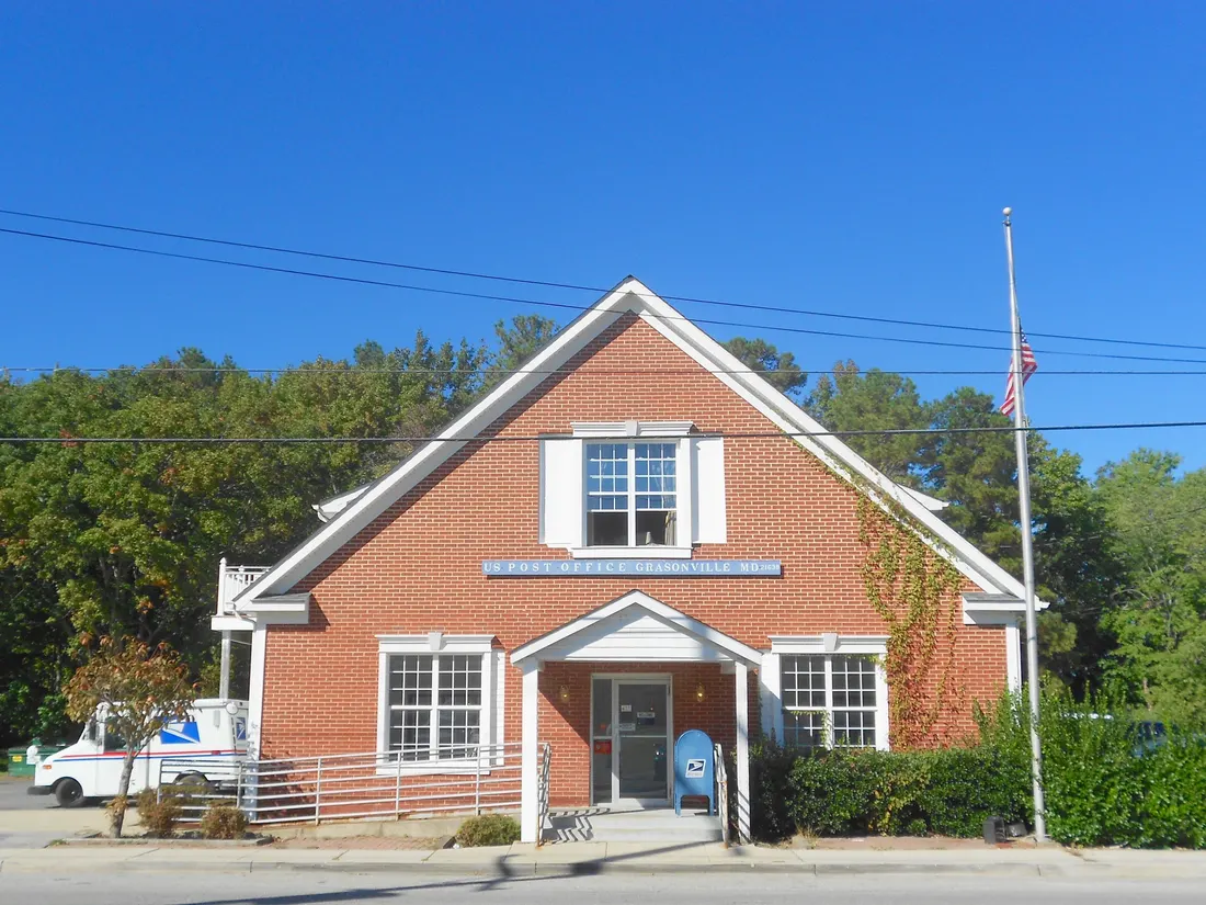 United States Post Office in Gasonville, Maryland. Zip code 21638