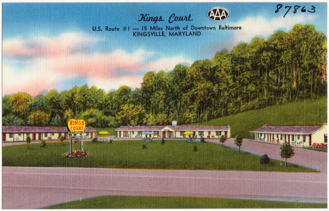 Title: King's Court, U. S. Route #1 -- 15 miles north of Downtown Baltimore, Kingsville, Maryland