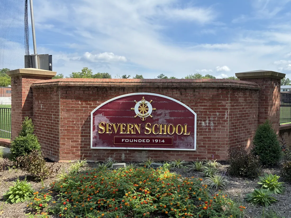 This is the front of the high school of the Severn School in Severna Park, Maryland.
