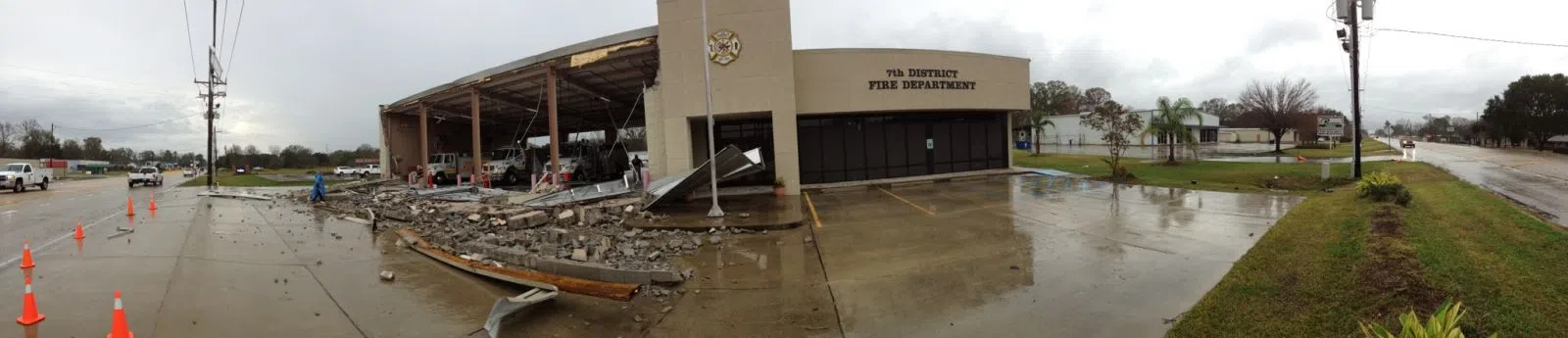 Damage to the 7th District Fire Station in Gonzales, December 2012