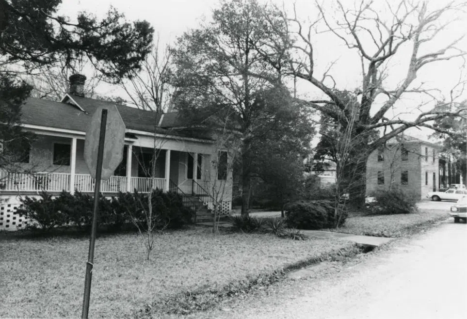 Greensburg Louisiana Spring 1980 - street view towards Old St Helena Parish Jail