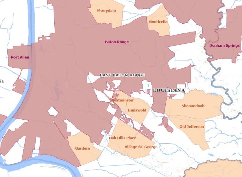Map of the census-designated places incorporated into the city of St. George