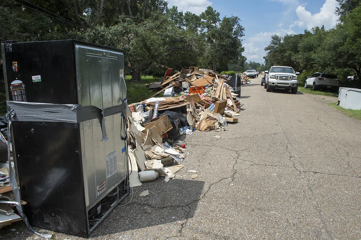 Flood debris cleanup in Zachary, August 2016