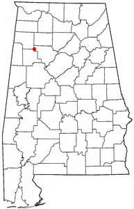 Dot-location map of Eldridge, Alabama