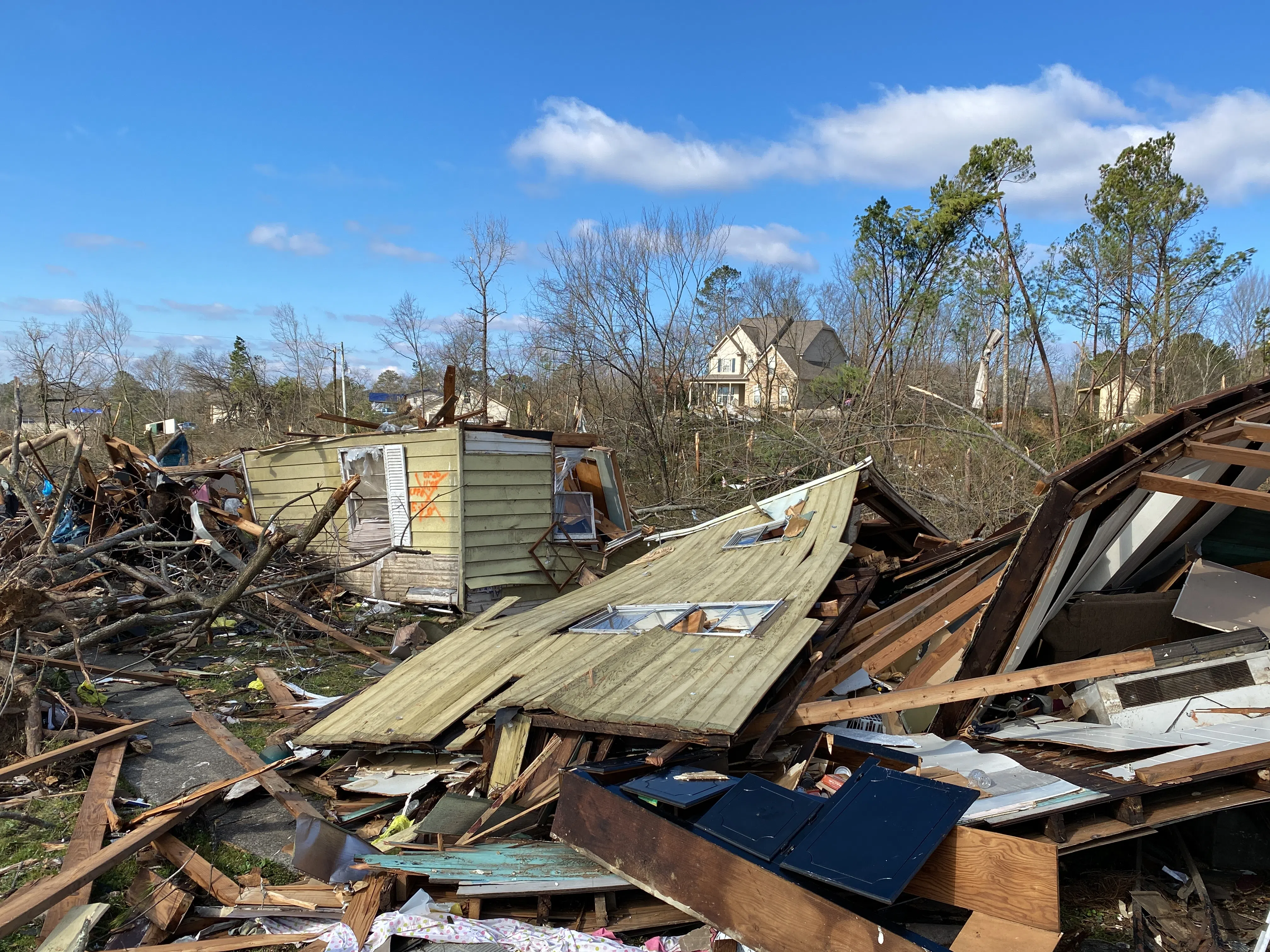 EF3 tornado damage to a home in Fultondale, Alabama (January 2021)