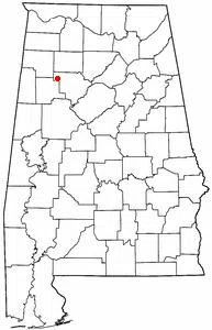 Dot-location map of Kansas, Alabama