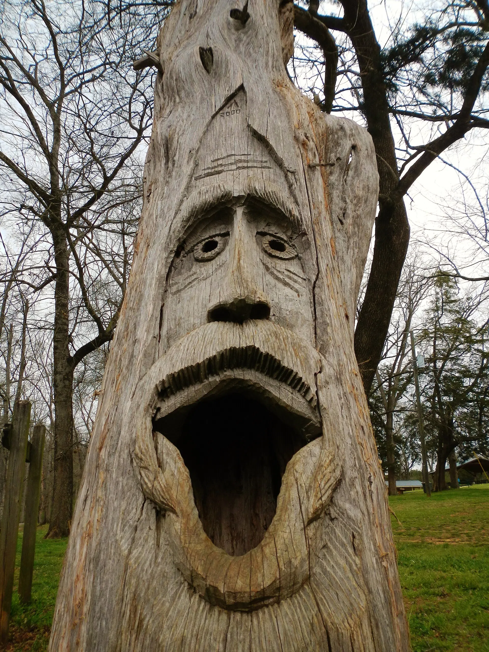 Tinglewood carving in Orr Park, Montevallo, Alabama