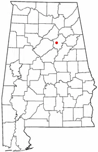 Dot-location map of Odenville, Alabama