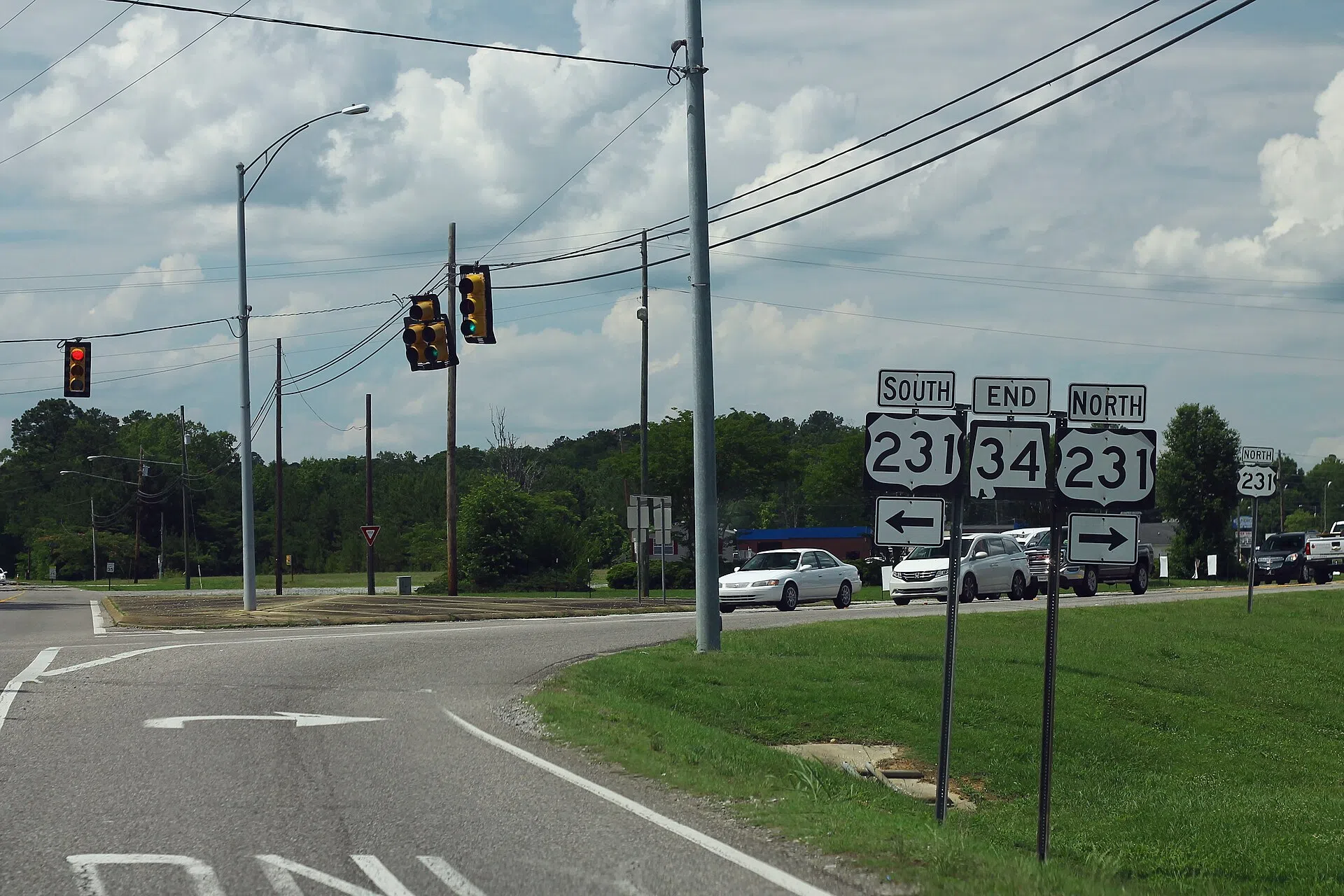 Alabama 34 / US 231 road signs in Pell City, Alabama