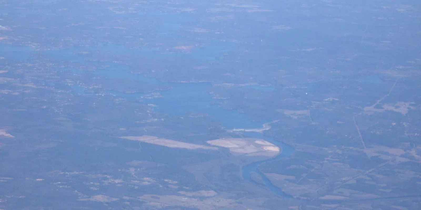 Aerial view of Logan Martin Dam and lake near Vincent, Alabama