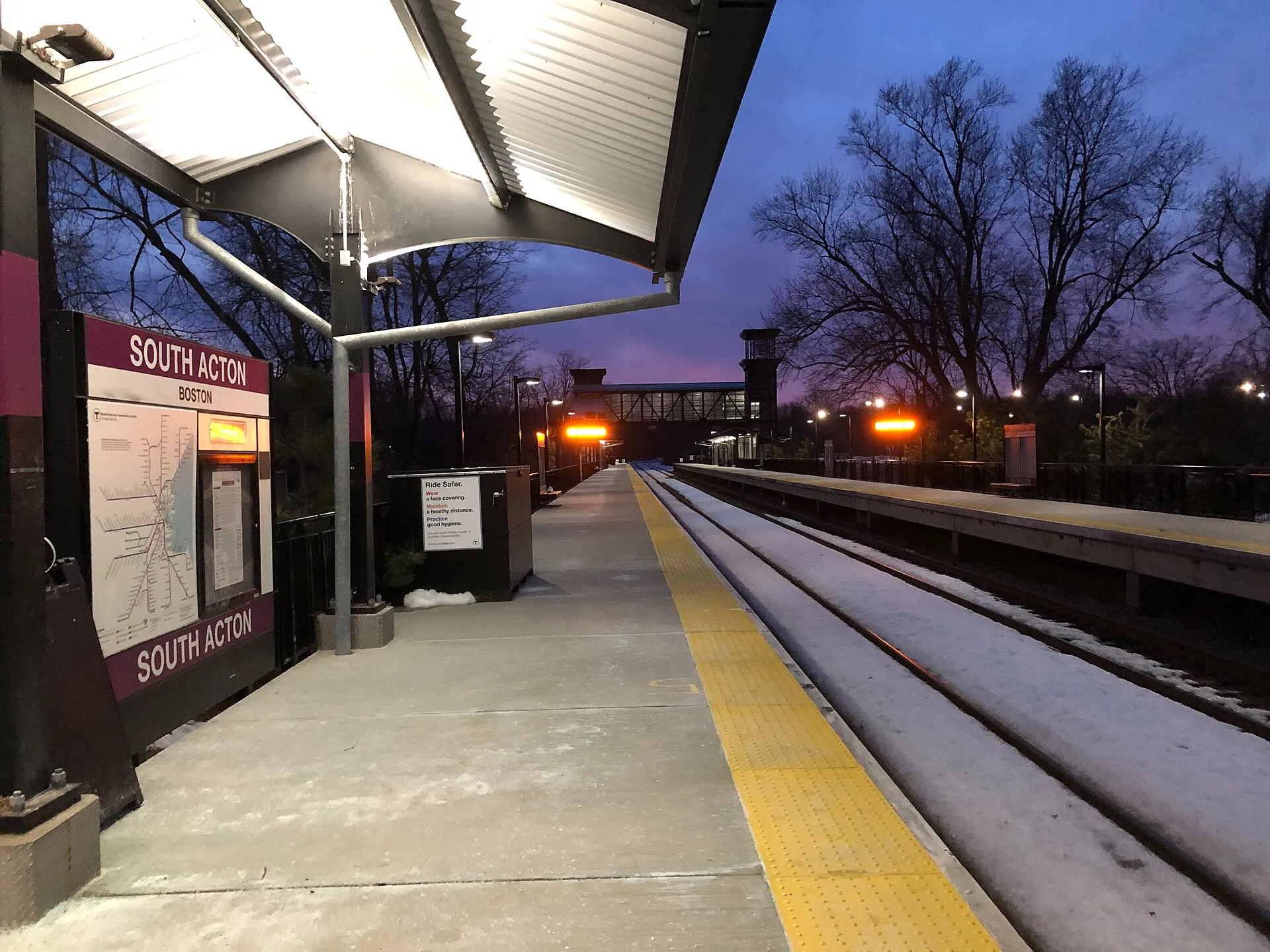The platforms of South Acton, a station on the MBTA Commuter Rail