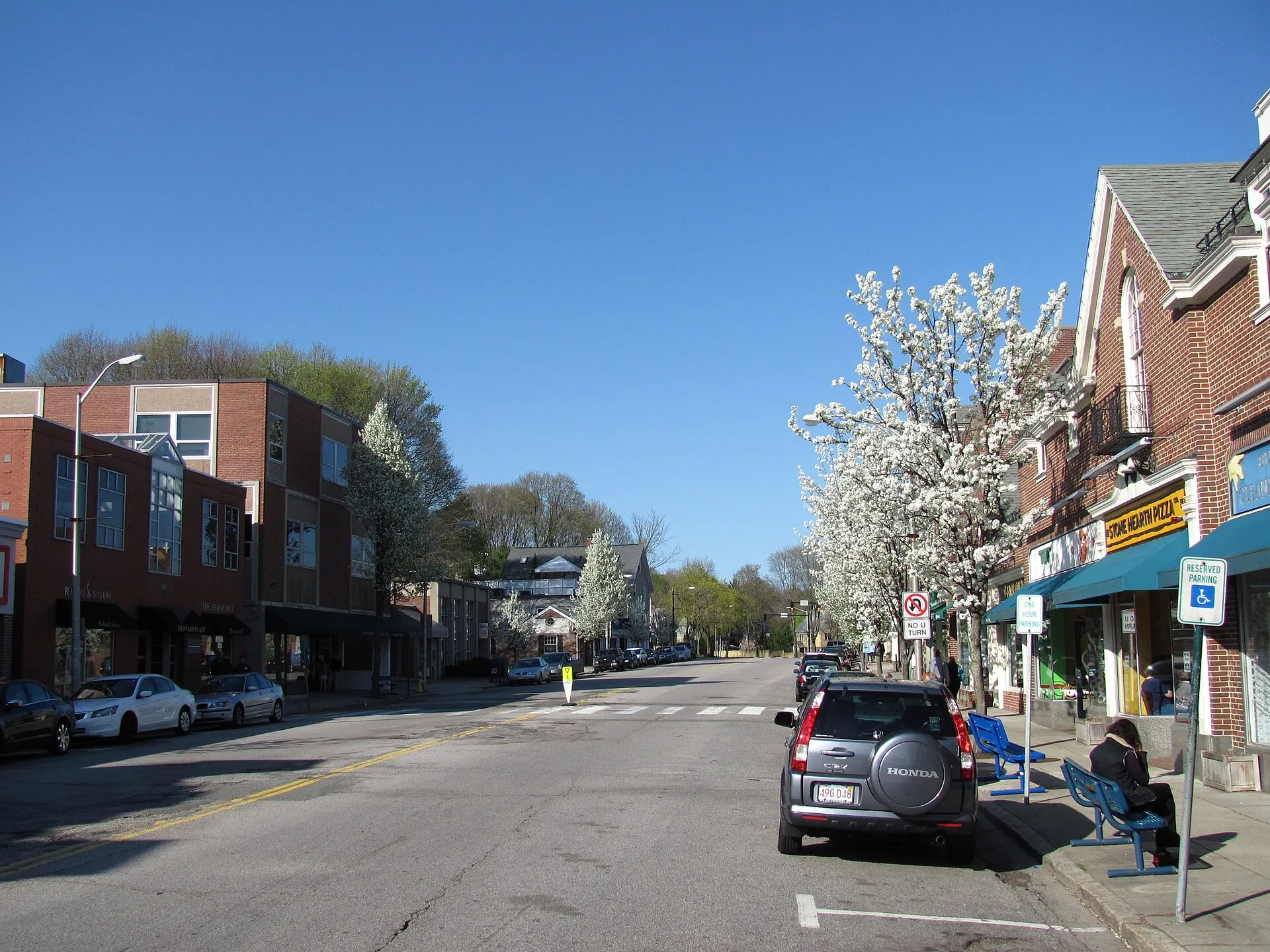 Looking north on Leonard Street, Belmont Massachusetts