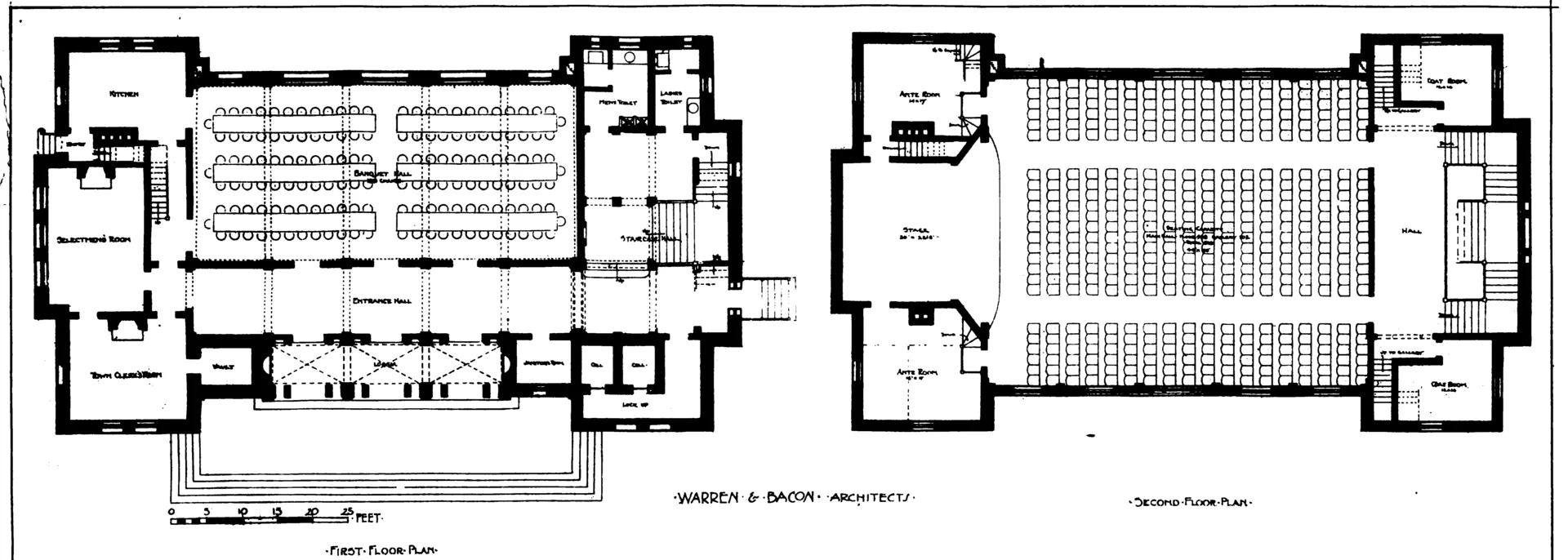 Plan of the Town Hall of Bllerica, Massachusetts. From the accepted competition design published in American Architect And Building News Volume 45.