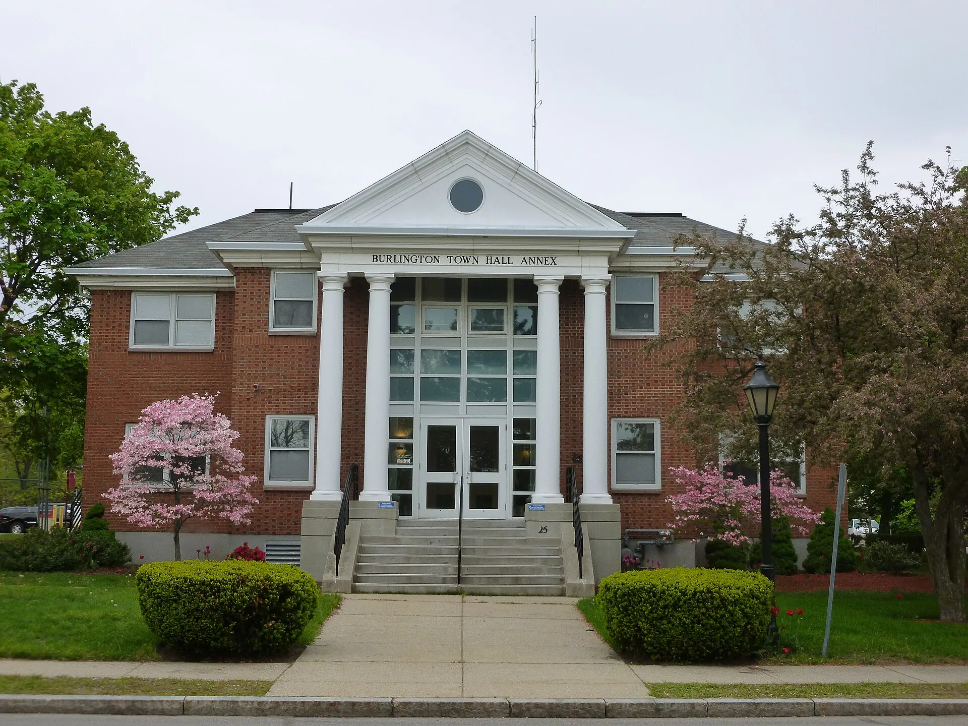 Burlington Town Hall Annex, located at 25 Center Street Burlington, Massachusetts 01803-3058.  Front side of building shown.
