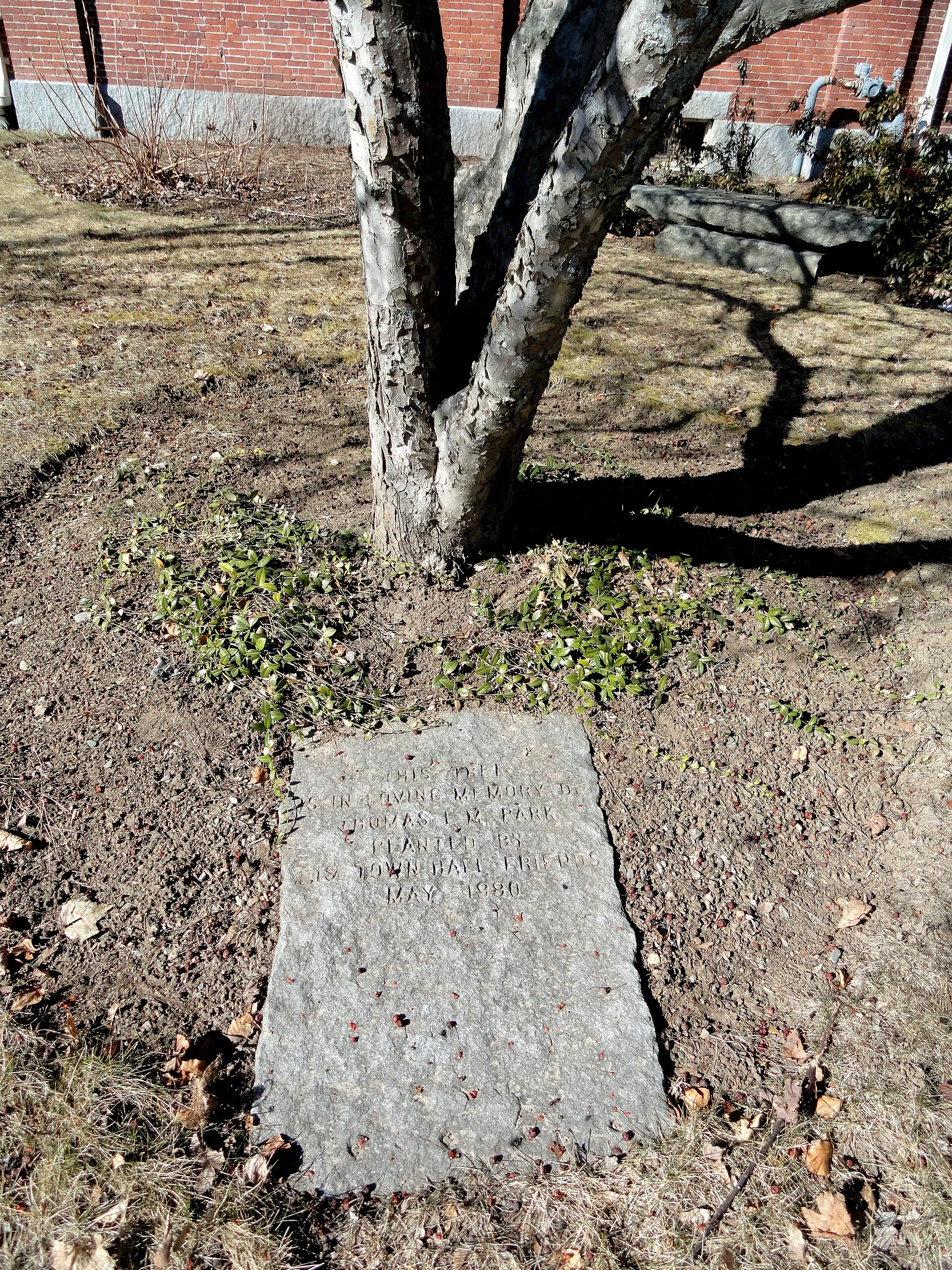 Thomas L. M. Park plaque - Groton, Massachusetts, USA.