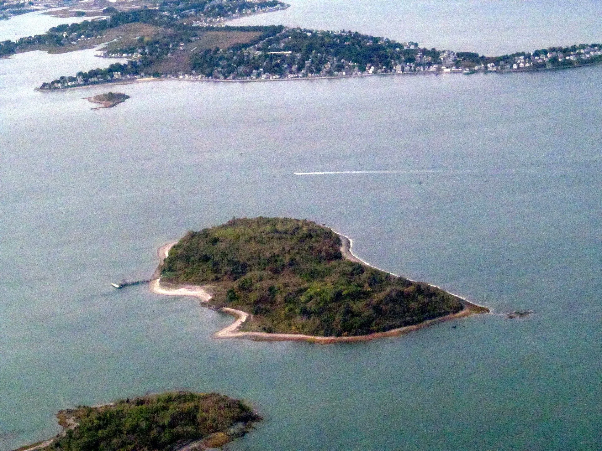 Aerial view of Grape Island in October 2014 (Boston Harbor Islands, Hingham waters).