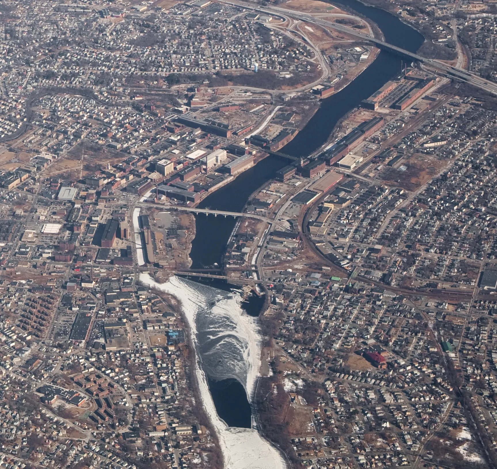 Lawrence, Massachusetts, with the Merrimack River flowing through it.