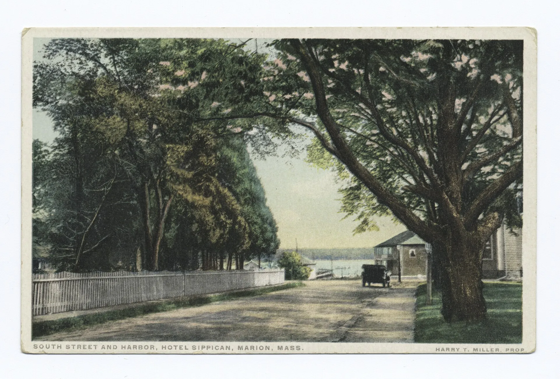 South Street and the harbor with the Hotel Sippican, Marion, Mass. (historic postcard view).