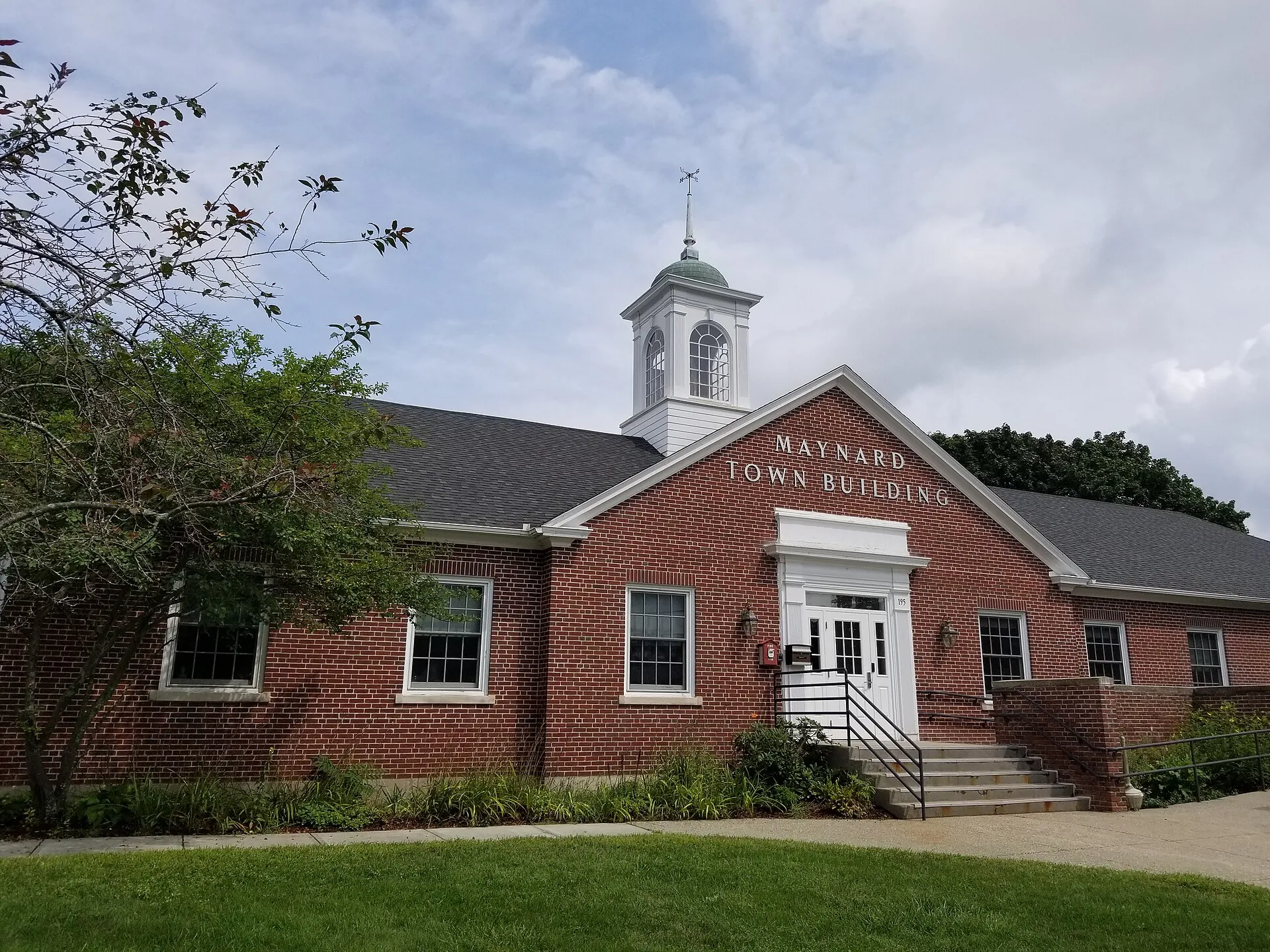 Maynard Town Hall in Maynard Massachusetts MA on Main Street in 2018.