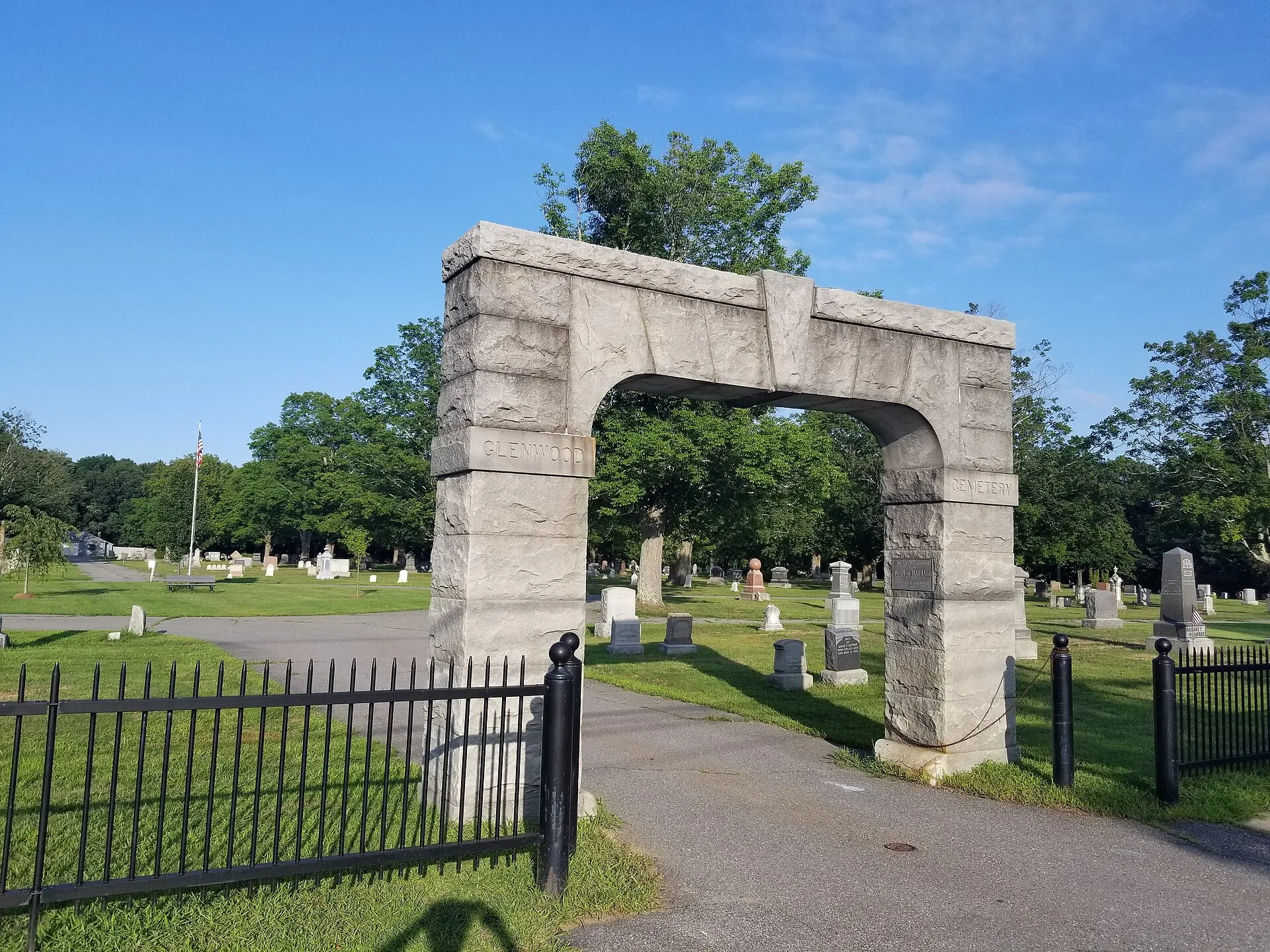 Glenwood Cemetery Entrance in Maynard MA Massachusetts on Parker Street.
