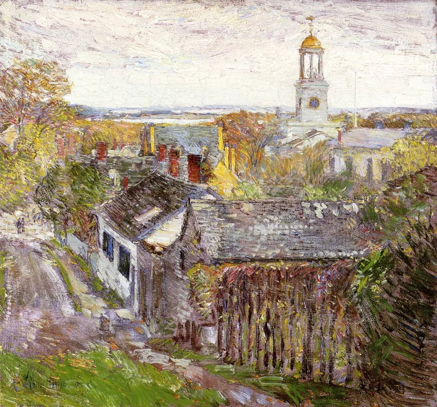"Quincy, Massachusetts" oil on canvas, by the American artist Frederick Childe Hassam.