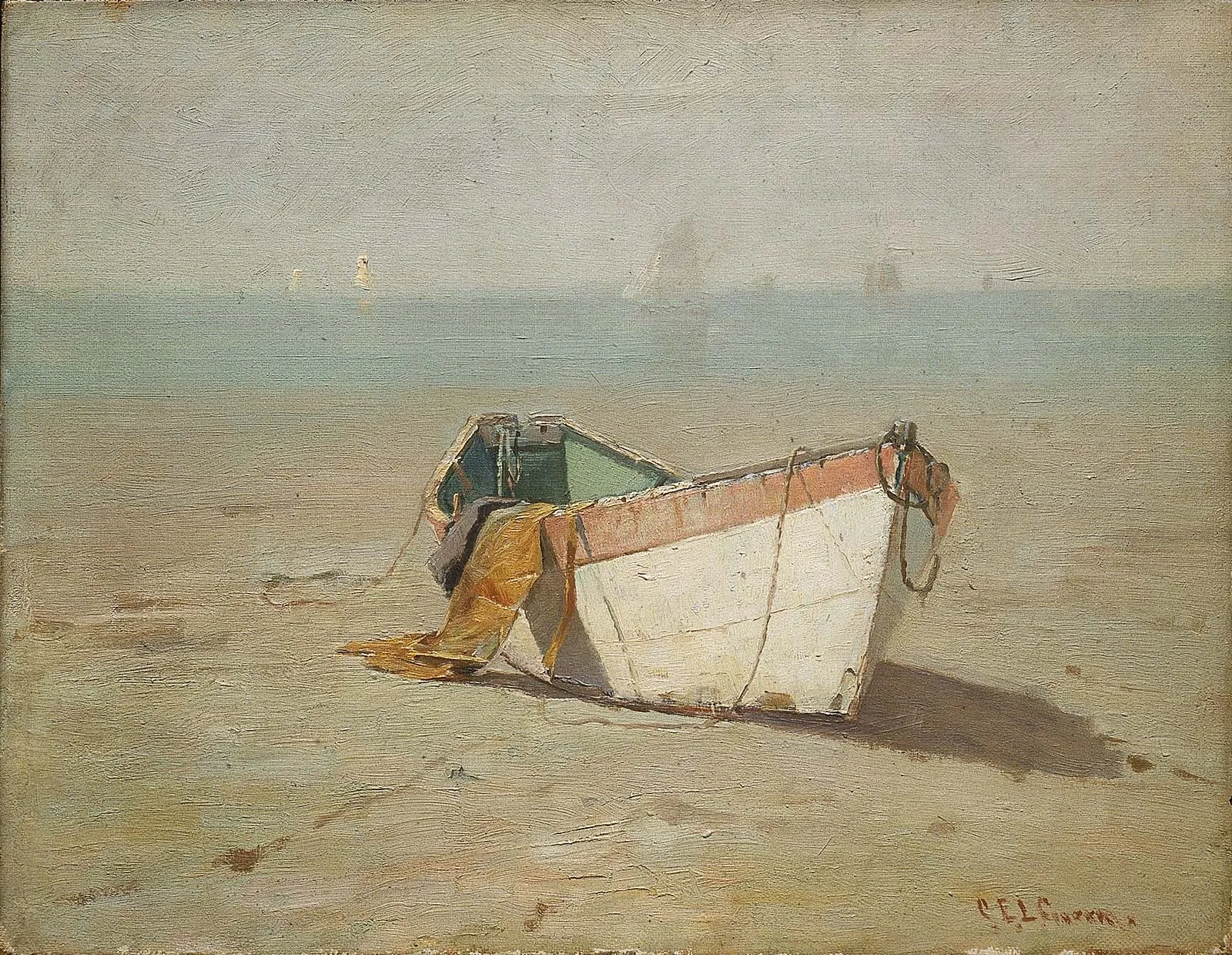 Winter Dory, King's Beach, Swampscott, Massachusetts title QS:P1476,en:"Winter Dory, King's Beach, Swampscott, Massachusetts "label QS:Len,"Winter Dory, King's Beach, Swampscott, Massachusetts "