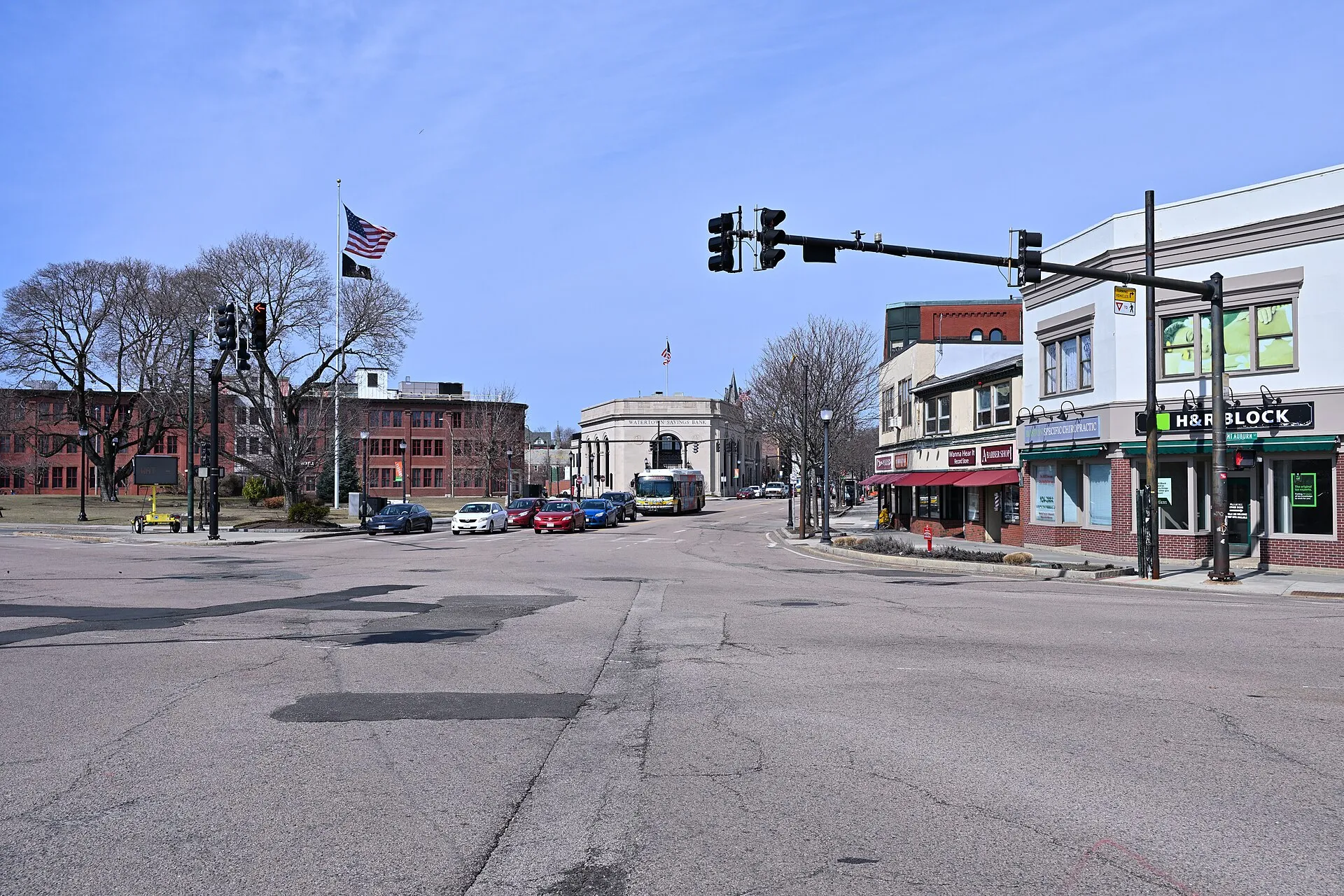 Watertown Square, looking west from North Beacon Street.