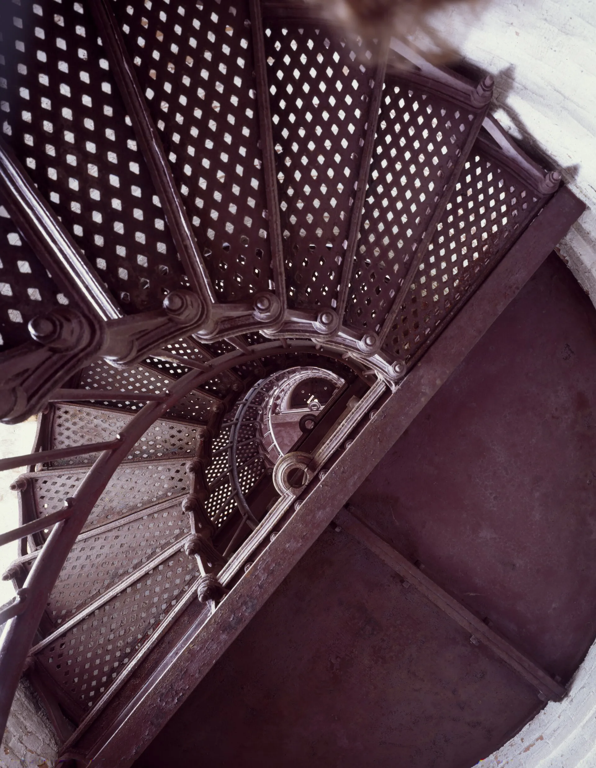 Spiral staircase at Thirty Mile Point Lighthouse, Golden Hill State Park (Barker postal area, Town of Somerset)