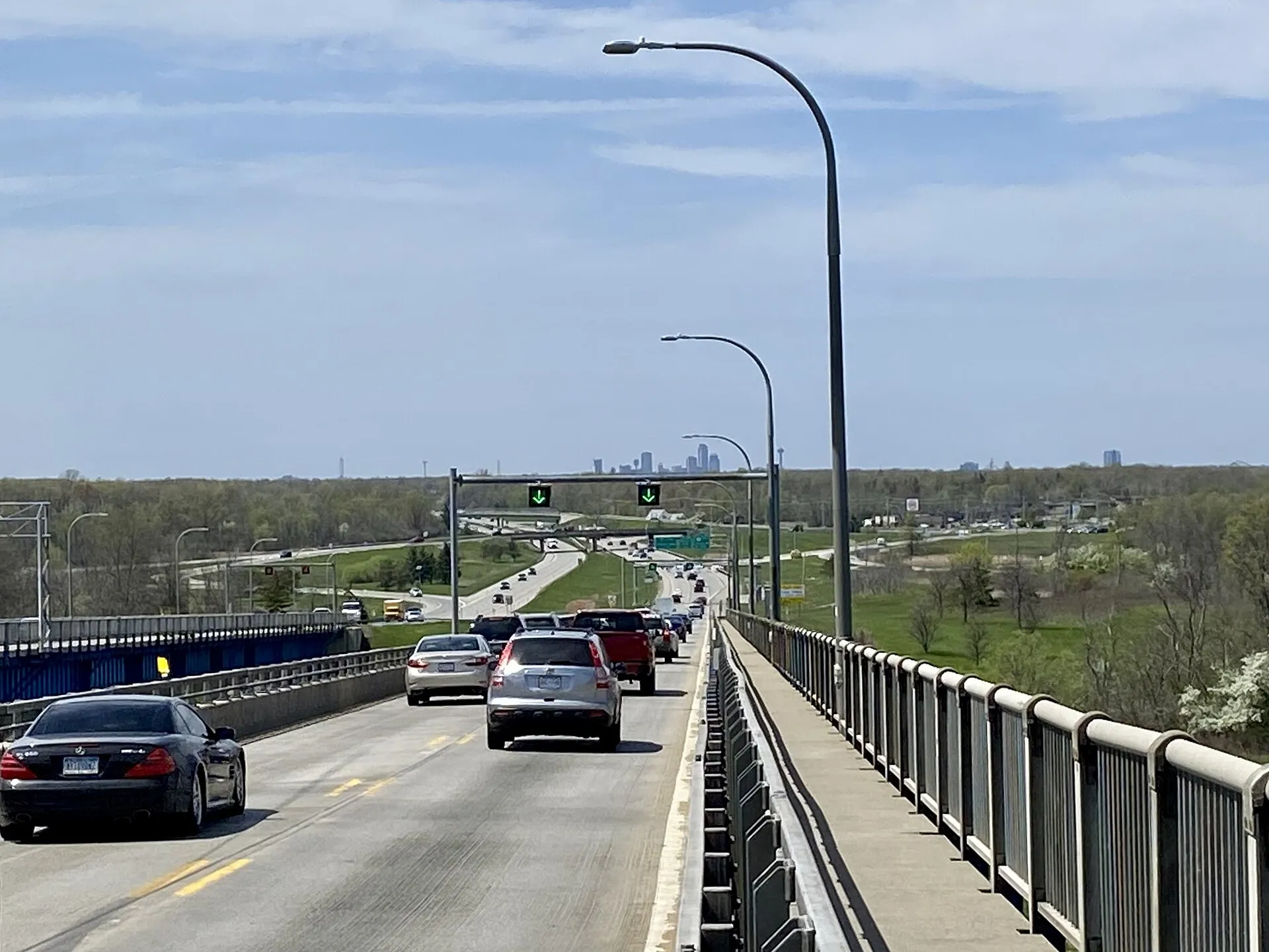 Niagara Falls, Ontario skyline as seen from the South Grand Island Bridge