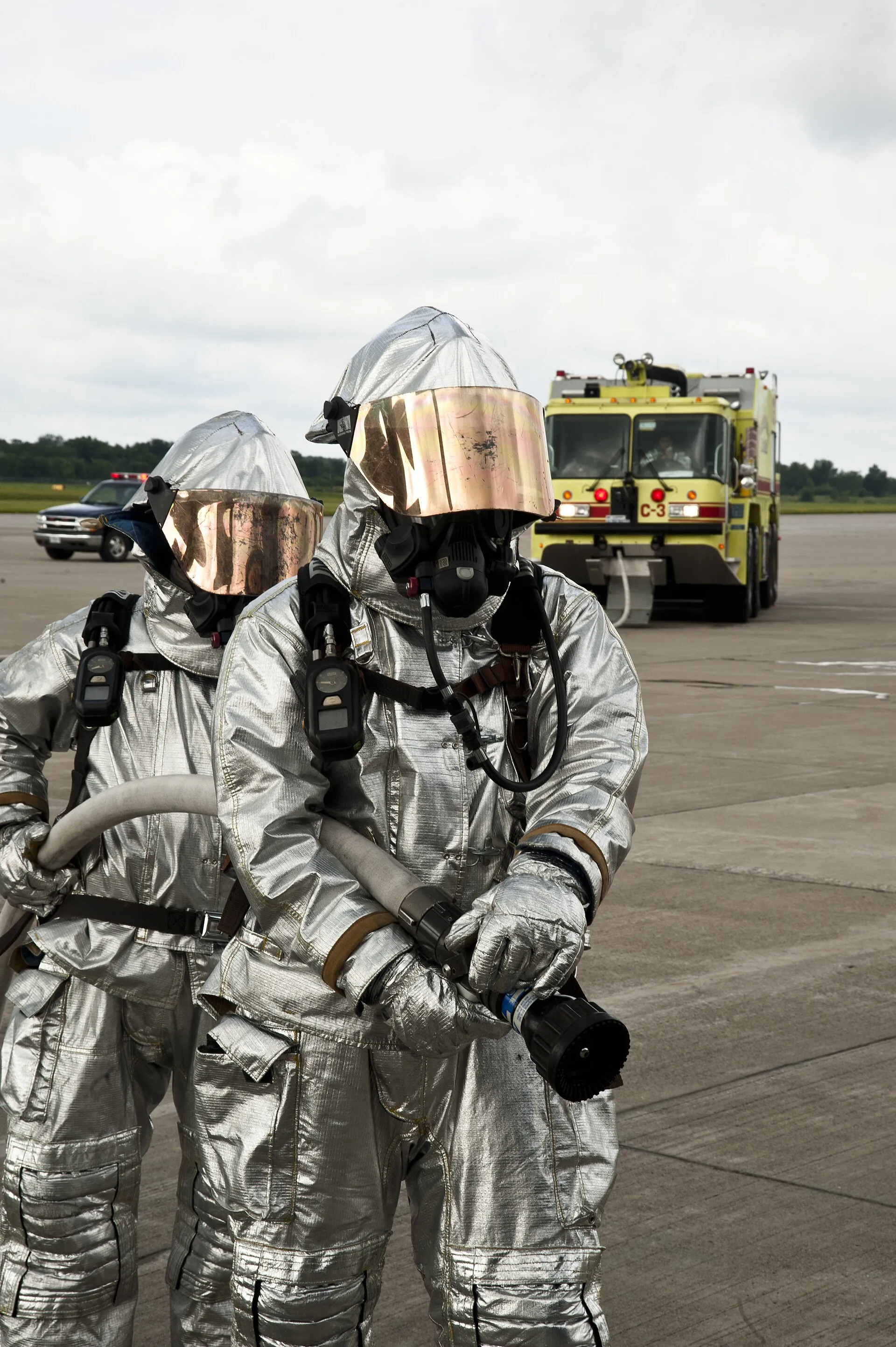 Niagara Falls Air Reserve Station firefighters training (at the airport, Town of Niagara)