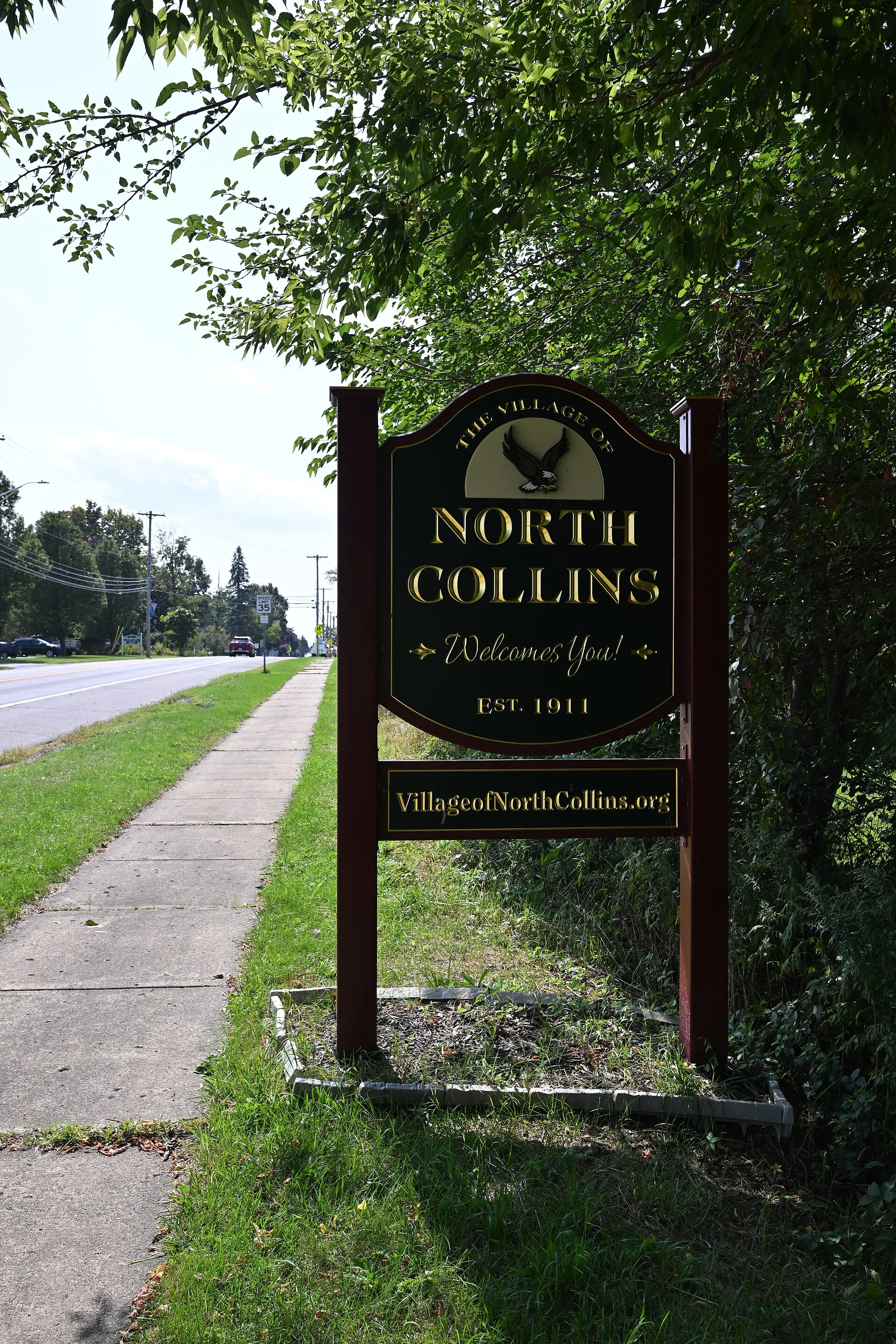 Welcome sign for North Collins