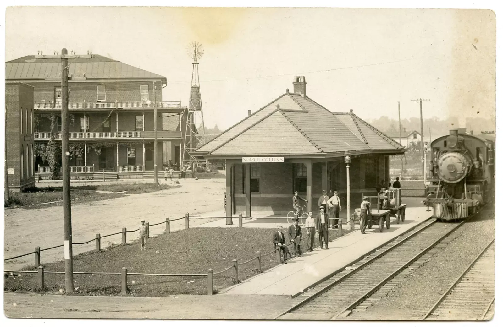 Historic Erie Railroad station in North Collins, c. 1910