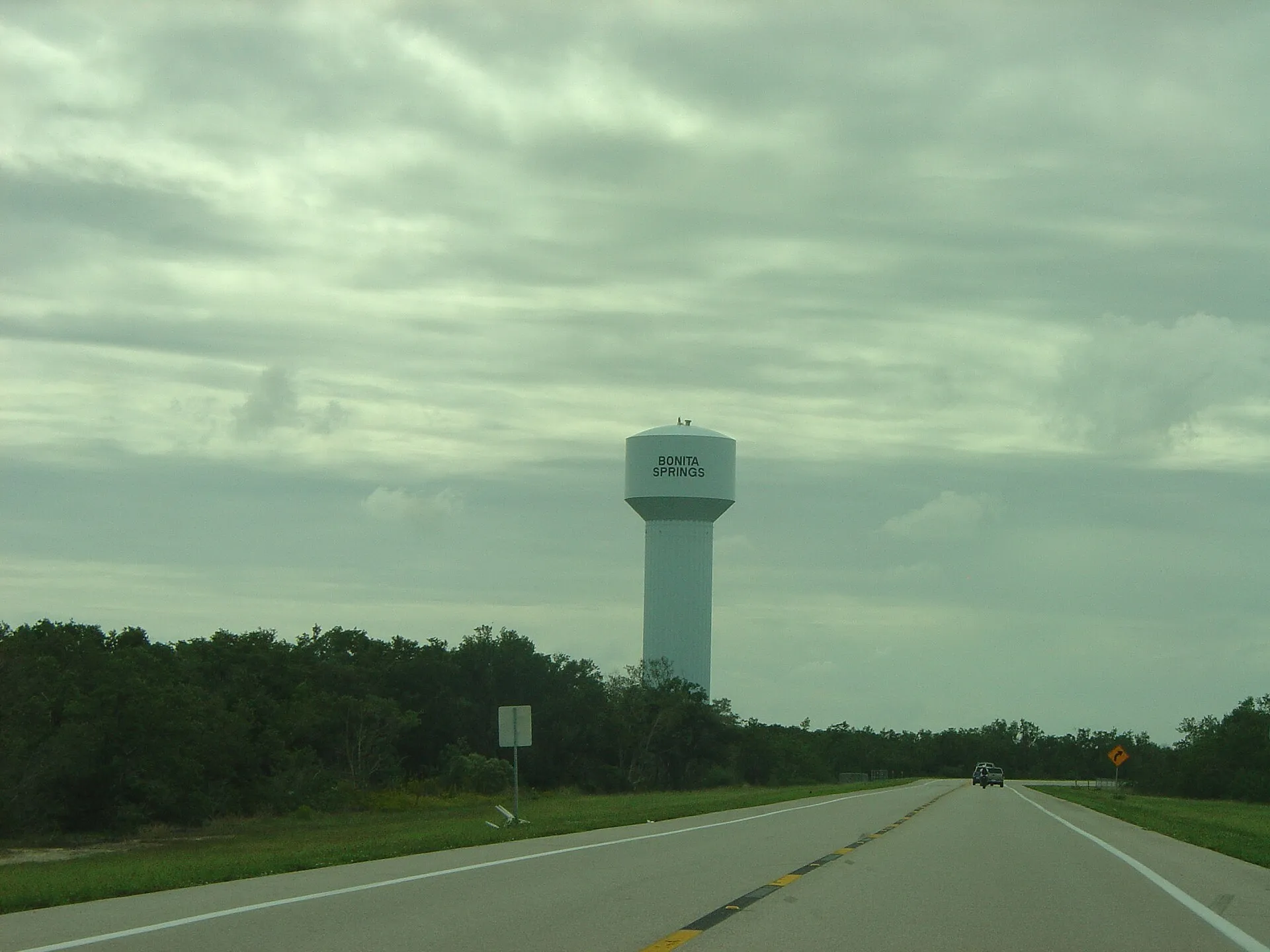 The Bonita Springs water tower welcoming travelers on the Bonita Beach Causeway.
