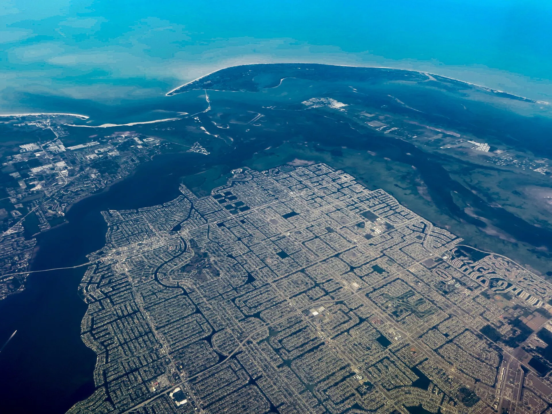 Aerial view of Cape Coral, Florida.