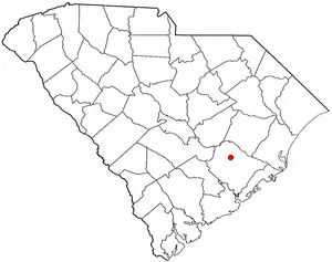 Location map of Bonneau, South Carolina.