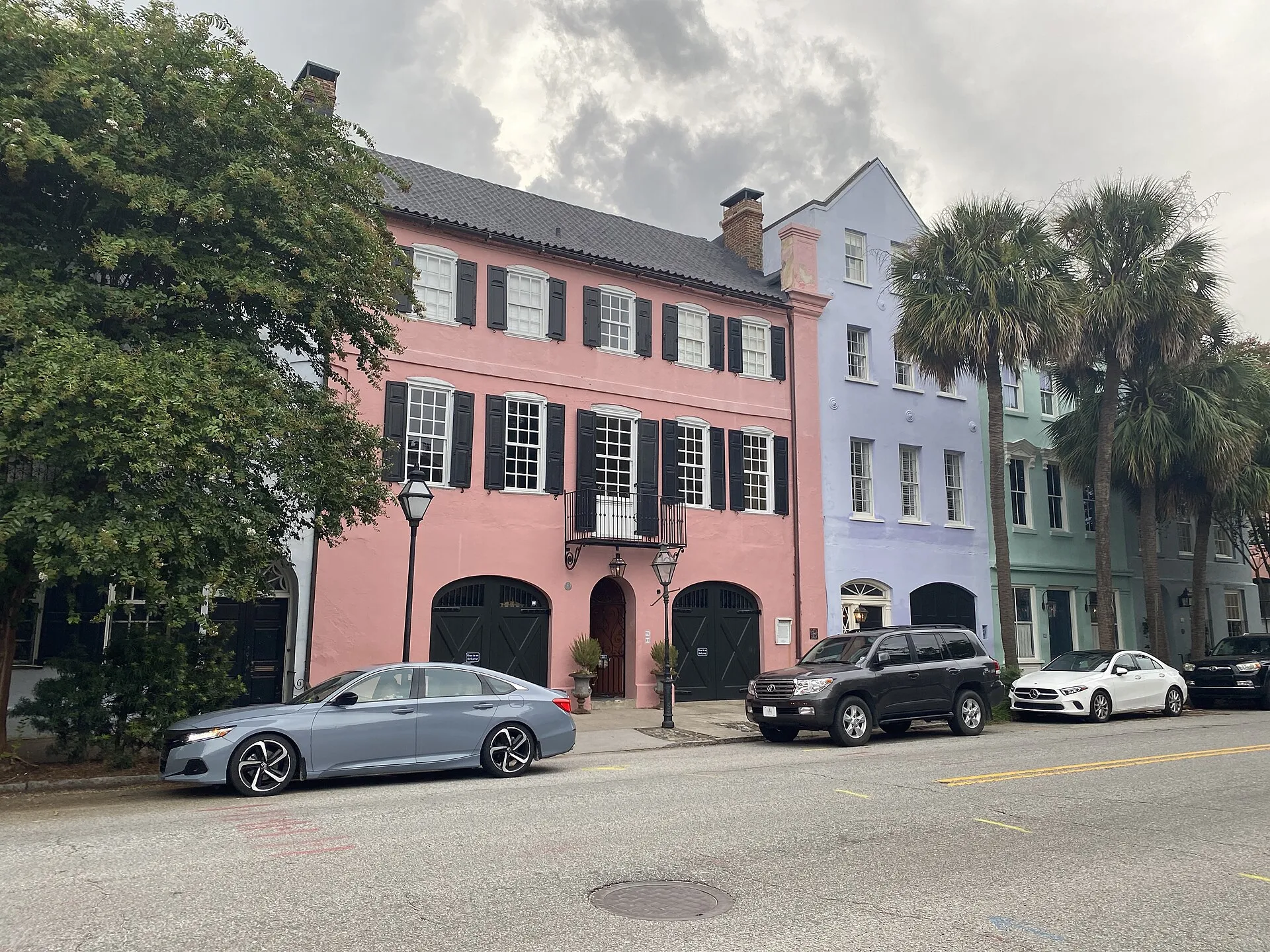 Rainbow Row, the famous pastel row houses on East Bay Street.