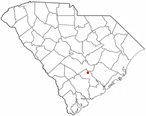 Location map of Harleyville, South Carolina.
