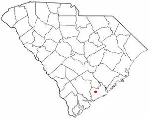 Location map of Hollywood, South Carolina.