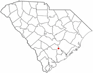 Location map of Ridgeville, South Carolina.