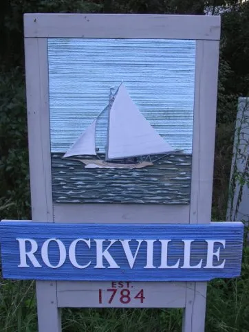 Sign entering Rockville, South Carolina.