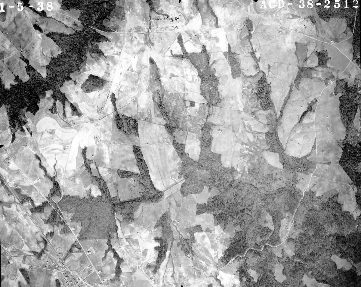 Nearby Ansonville area: Anson County, NC, aerial photo, 1938. From Series 1 of the USDA Aerial Photo Collection, State Archives of North Carolina, Raleigh, NC.